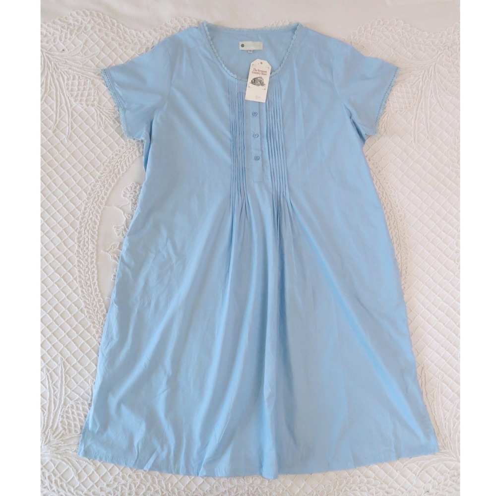 Ella Simone Vermont Country Store Blue Cotton Pintuck Lace Nightgown 3X NEW